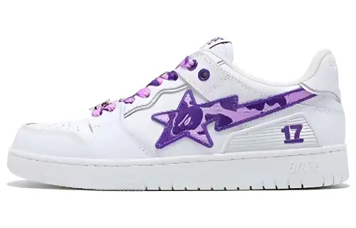 A BATHING APE SK8 Low top Skateboard Shoes Unisex White Purple
