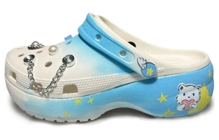 Crocs Classic Platform Clog Good Night, Macabaka Clogs Unisex Blue White