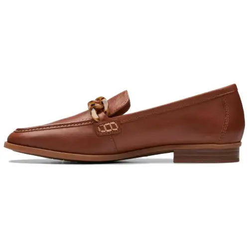 Clarks Sarafyna Iris Leather Loafers 2cm Women's Tan