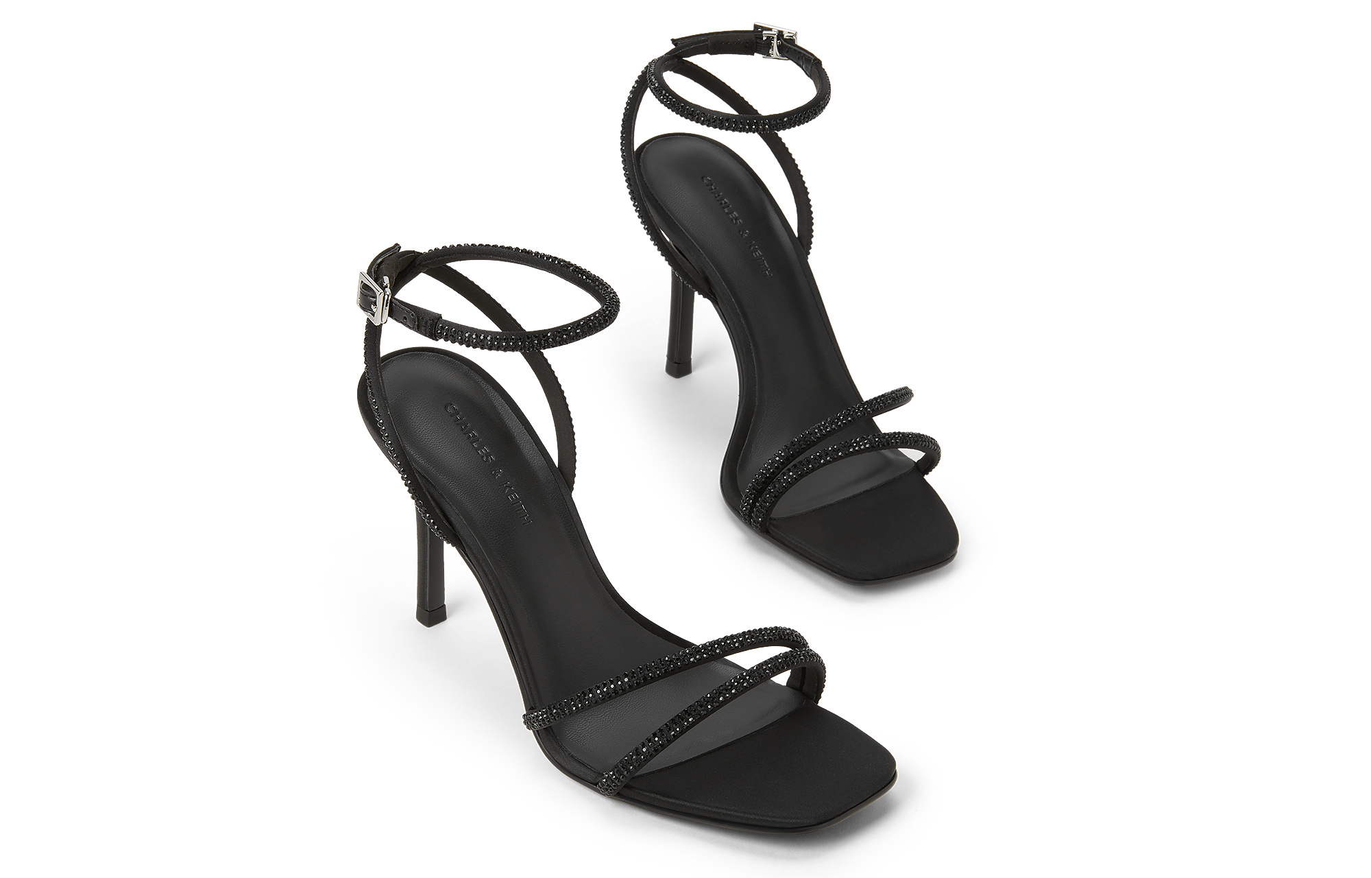 CHARLES&KEITH Small Ck PU, Textile One Strap High Heel Sandals 9.2cm Women's