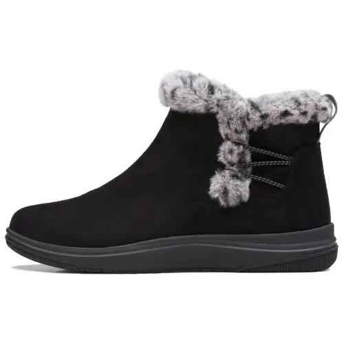Clarks Fabric Short Snow Boots Women's Black