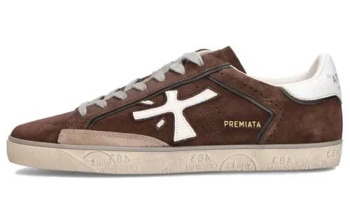 PREMIATA Steven Minimalist Fashion Low top Skateboard Shoes Men's Dark Brown
