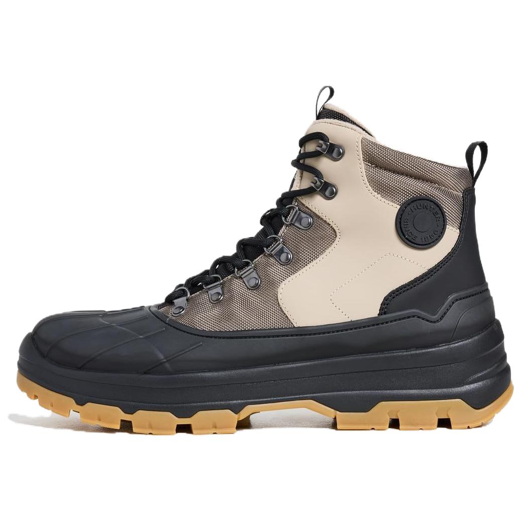 HUNTER Cushioning Slip Resistant High top Mountaineering Shoes Men's Beige Brown Black