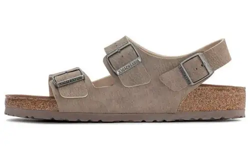 Birkenstock Milano Vegan Microfiber Leather Beach Sandals Men's Taupe Regular