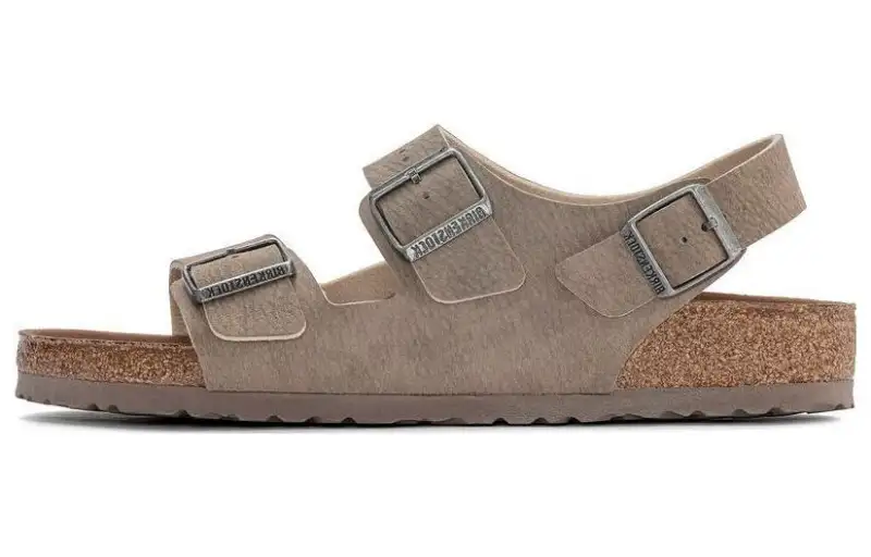 Birkenstock Milano Vegan Microfiber Leather Beach Sandals Men's Taupe Regular