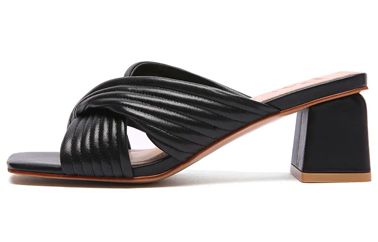 PACO GIL Rubber Sole Slide Slippers Women's Black