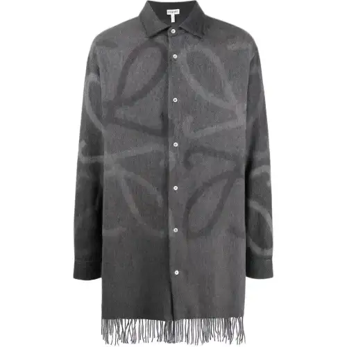 LOEWE Shirts Men's Gray Lapel Moderate