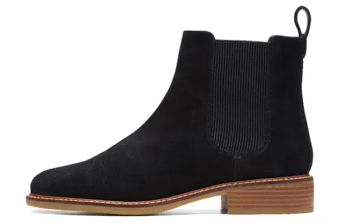 Clarks Cow Split Leather Chelsea Boots Women's Black