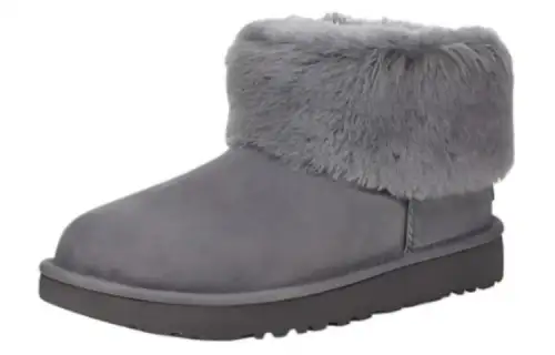 UGG Mini Fluff Sheepskin Snow Boots Women's Gray
