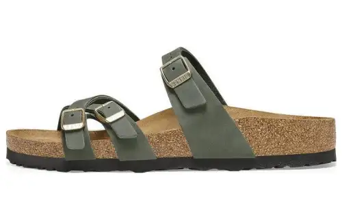 Birkenstock Franca Leather Slide Slippers Women's Green