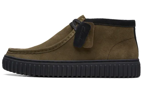 Clarks Street Collection Cow Split Leather Cushioning Short Outdoor Boots Men's Dark Olive Green
