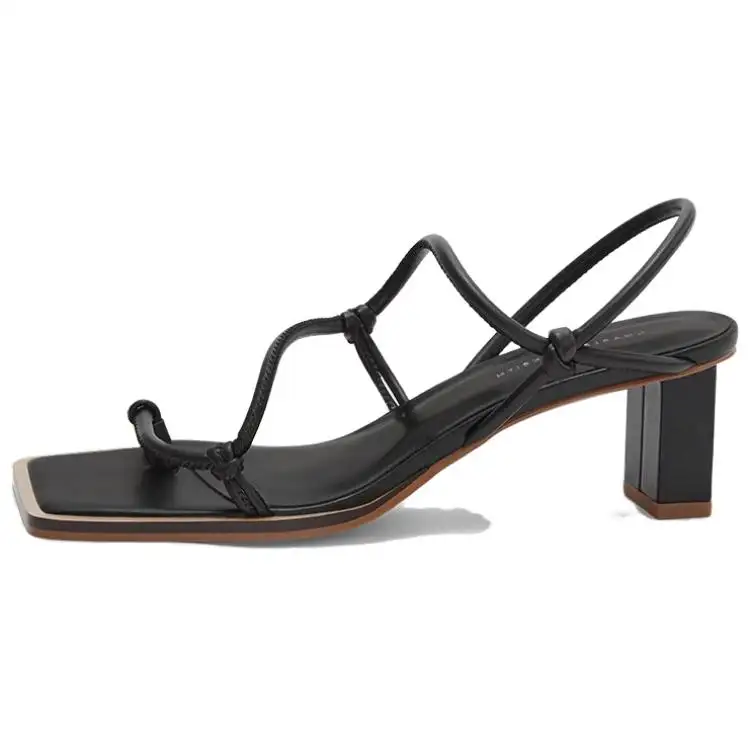 CHARLES&KEITH Pu One Strap Sandals 5.1cm Women's Black