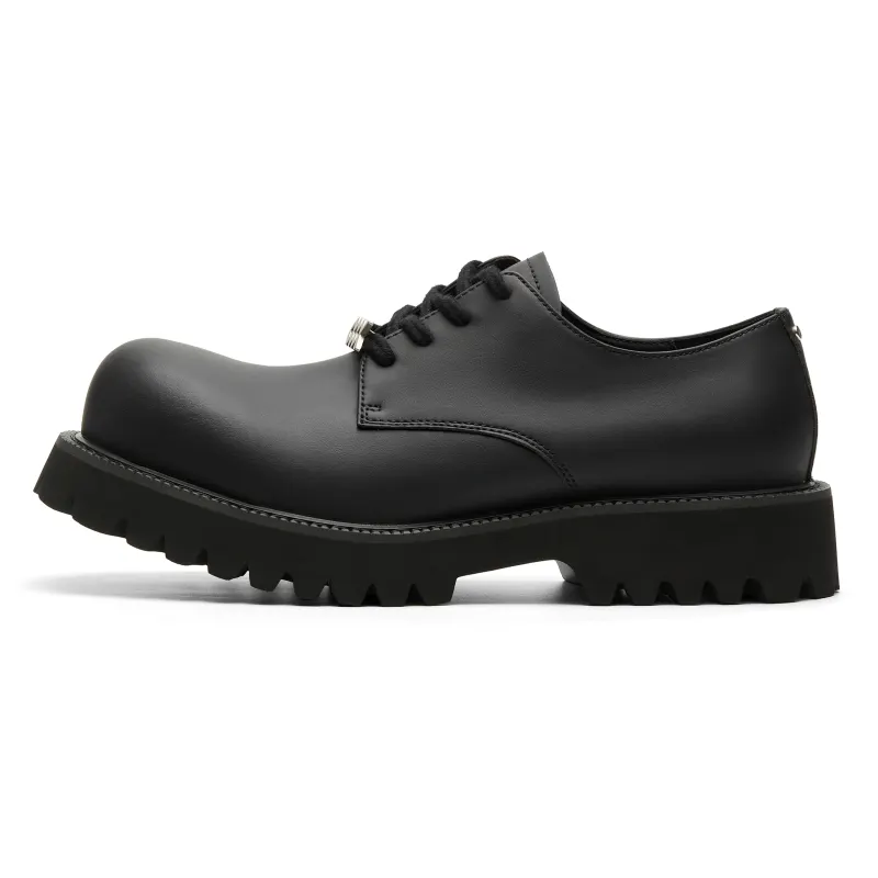 New factor XINYINSU first-layer cowhide, matte round toe lace-up, versatile and comfortable casual shoes, men's black