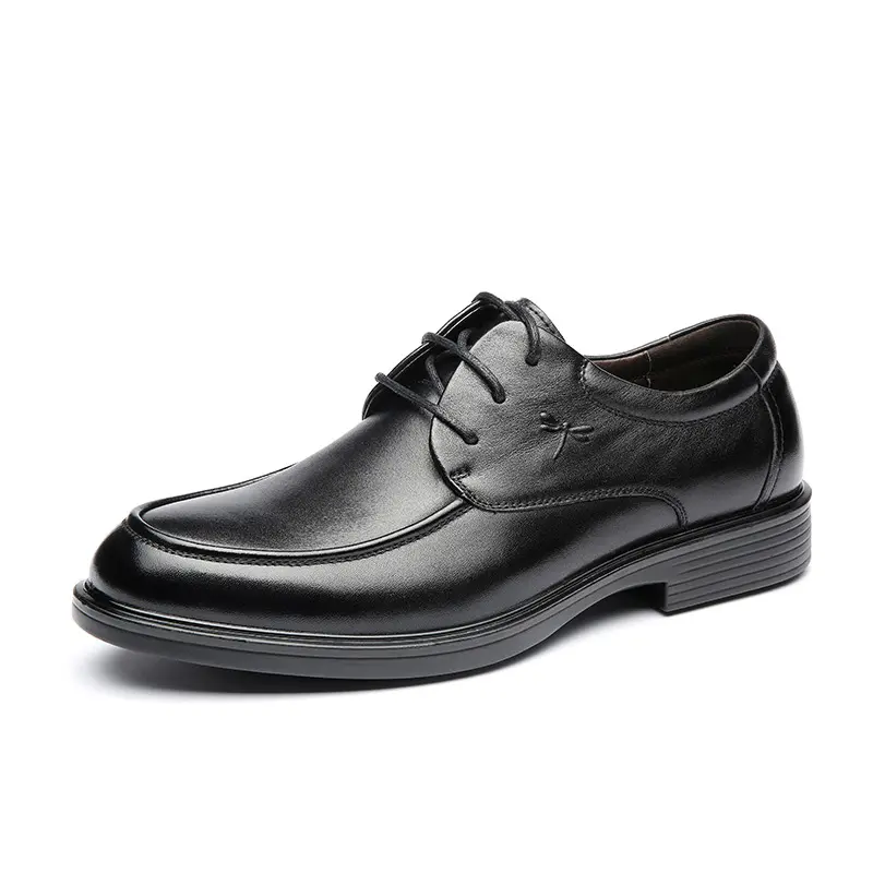 Red Dragonfly Cow Leather Fashionable Commuting Versatile Trend Formal Leather Shoes Men's Black