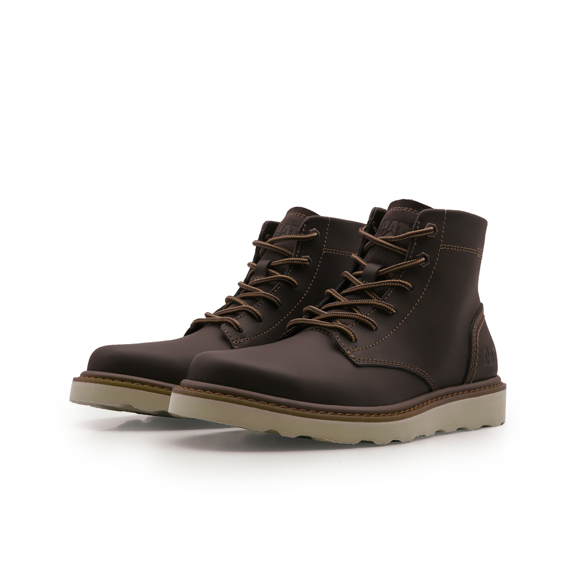 CAT Cow Split Leather Abrasion Resistant Slip Resistant Comfortable Short Outdoor Boots Men's Dark Brown