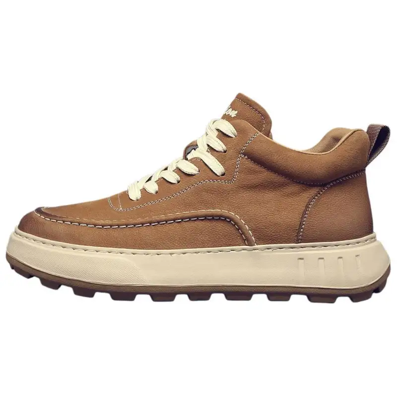 JANE HARLOW Leather High top Casual Shoes Men's Khaki