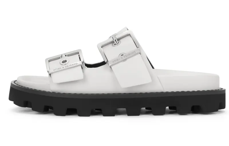 CHARLES&KEITH Slide Slippers Women's Black/White/Pink/Pink