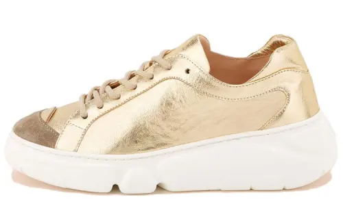 AGL Leather Low top Casual Shoes Women's Gold