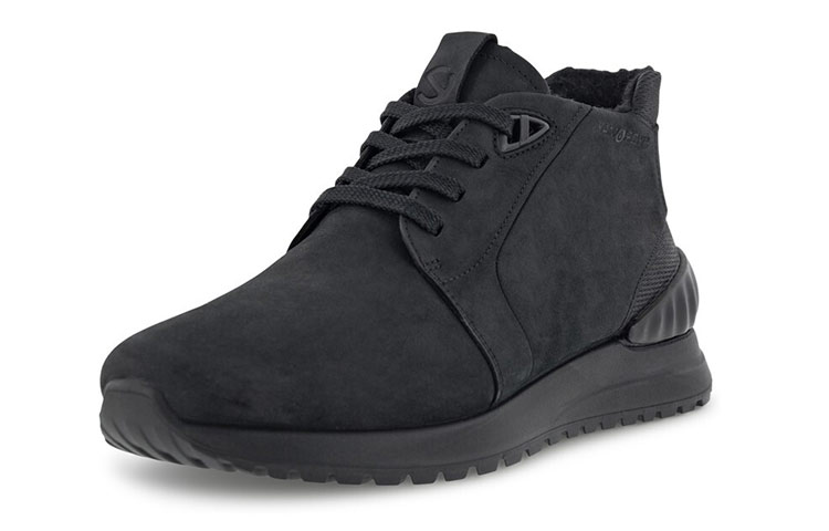 Ecco Ya Yue Elegant Leap Collection Cow Leather Comfortable Waterproof Coverage High top Running Shoes Men's Black