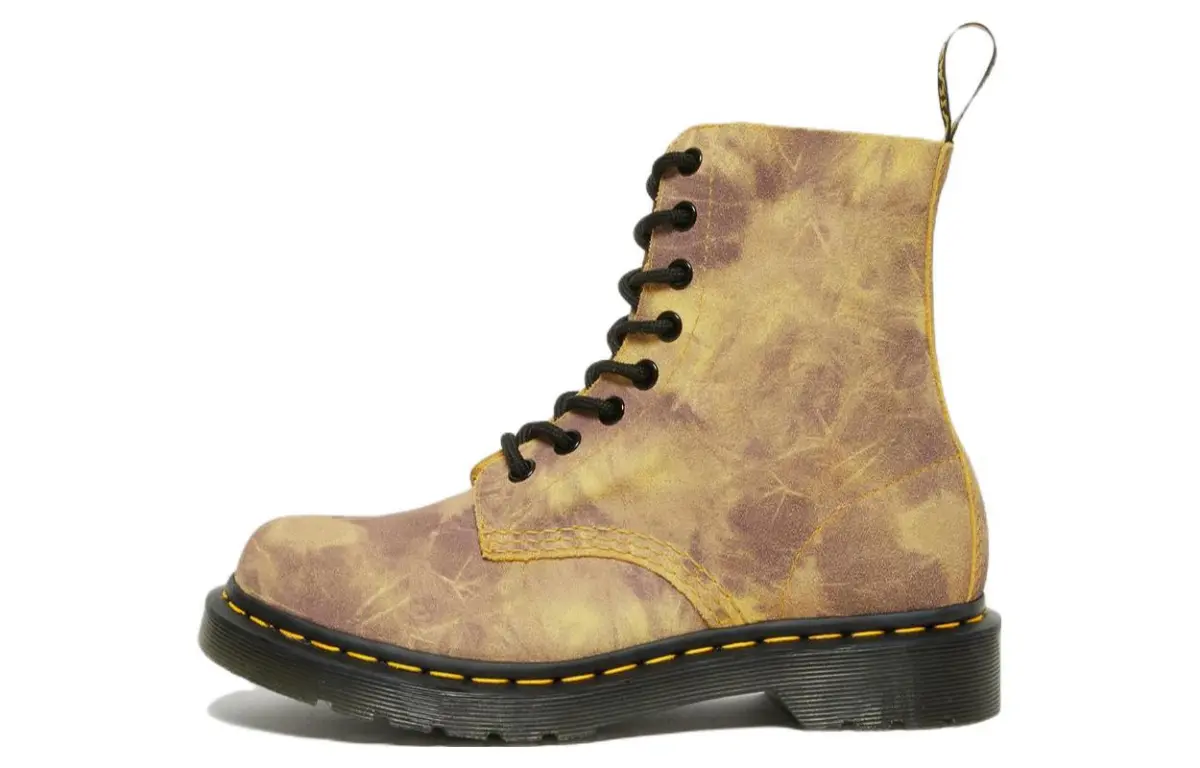 Dr. Martens 1460 Pascal Tie Dye Leather Lace Up Boots 'Burnt Yellow' Women's