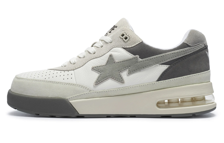 A BATHING APE ROAD STA Leather Stylish Skateboarding Shoes Women's Smoke Gray