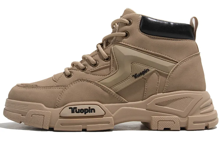 TUOPIN Microfiber Leather Abrasion Resistant High top Casual Shoes Men's