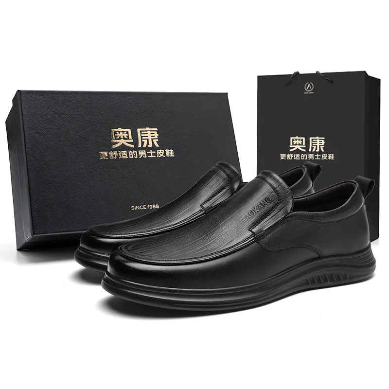 AOKANG Cow Leather Dress Shoes Men's Black