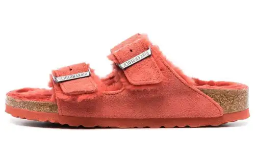Birkenstock Suede Slide Slippers Women's Coral Red