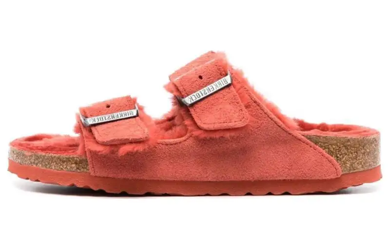Birkenstock Suede Slide Slippers Women's Coral Red