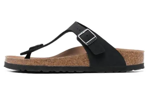 Birkenstock Gizeh Vegan Birko Flor Birkibuc Narrow Fit Sandals 'Black' Women's