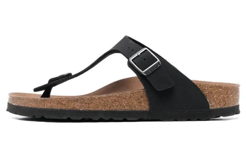 Birkenstock Gizeh Vegan Birko Flor Birkibuc Narrow Fit Sandals 'Black' Women's