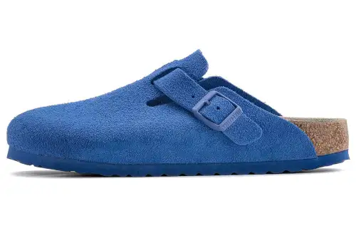 Birkenstock Suede Closed Toe Slippers Unisex Ultra Blue Narrow