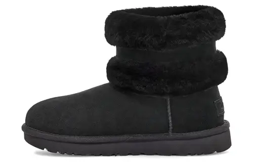 UGG Fluff Mini Belted Snow Boots Black Women's