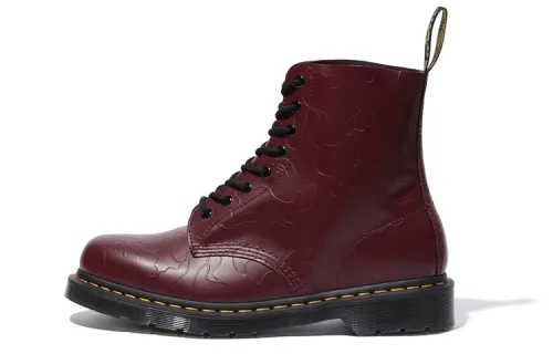 Dr.Martens/Dr. Martin x A BATHING APE Bape Abc 8 Hole Boots Leather Trendy and Versatile Short Martin Boots Men's Burgundy