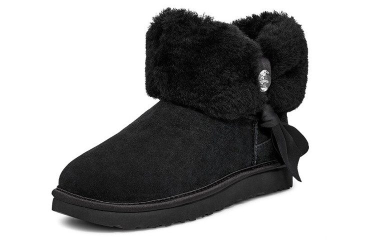 Женские ботинки UGG Cinched Fur Mini (черный) — фото 3