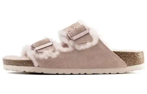 Birkenstock Arizona Shearling Suede Leather Sandals 'Light Rose' Women's