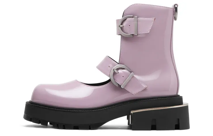 CHARLES&KEITH Pu Ankle Boots 5.3cm Women's Light Purple