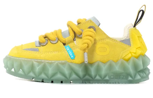 OETZI Cow Suede Low top Skateboard Shoes Women's Yellow