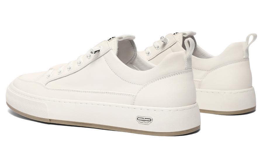 BELLE Top Grain Cow Leather Low top Skateboard Shoes 3cm Men's Black White