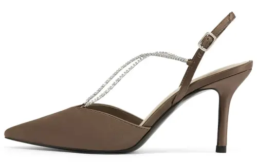 CHARLES&KEITH Fabric High Heels 8.1cm Women's Brown