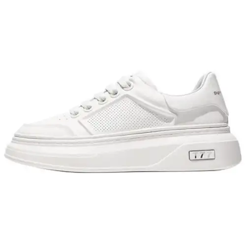 JANE HARLOW Top Grain Cow Leather Lightweight And Breathable Low top Skateboard Shoes Men's White