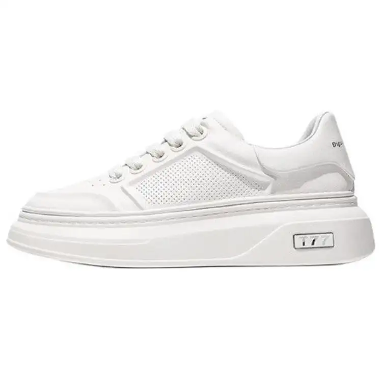 JANE HARLOW Top Grain Cow Leather Lightweight And Breathable Low top Skateboard Shoes Men's White