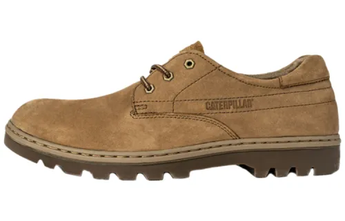 CAT Casual Leather Shoes Men's Low Top Light Brown