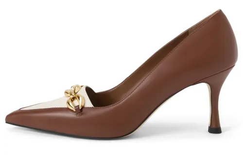 CHARLES&KEITH High Heels Women's Cognac Brandy/Chalk White/Black