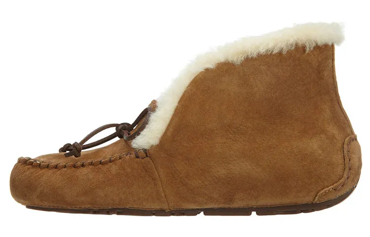 UGG Leather Comfortable Fleece-Lined Abrasion-Resistant Thermal Low-top Casual Shoes Women's Brown