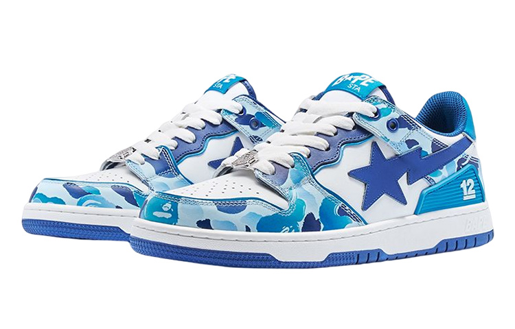 A BATHING APE SK8 Low White Blue Women's