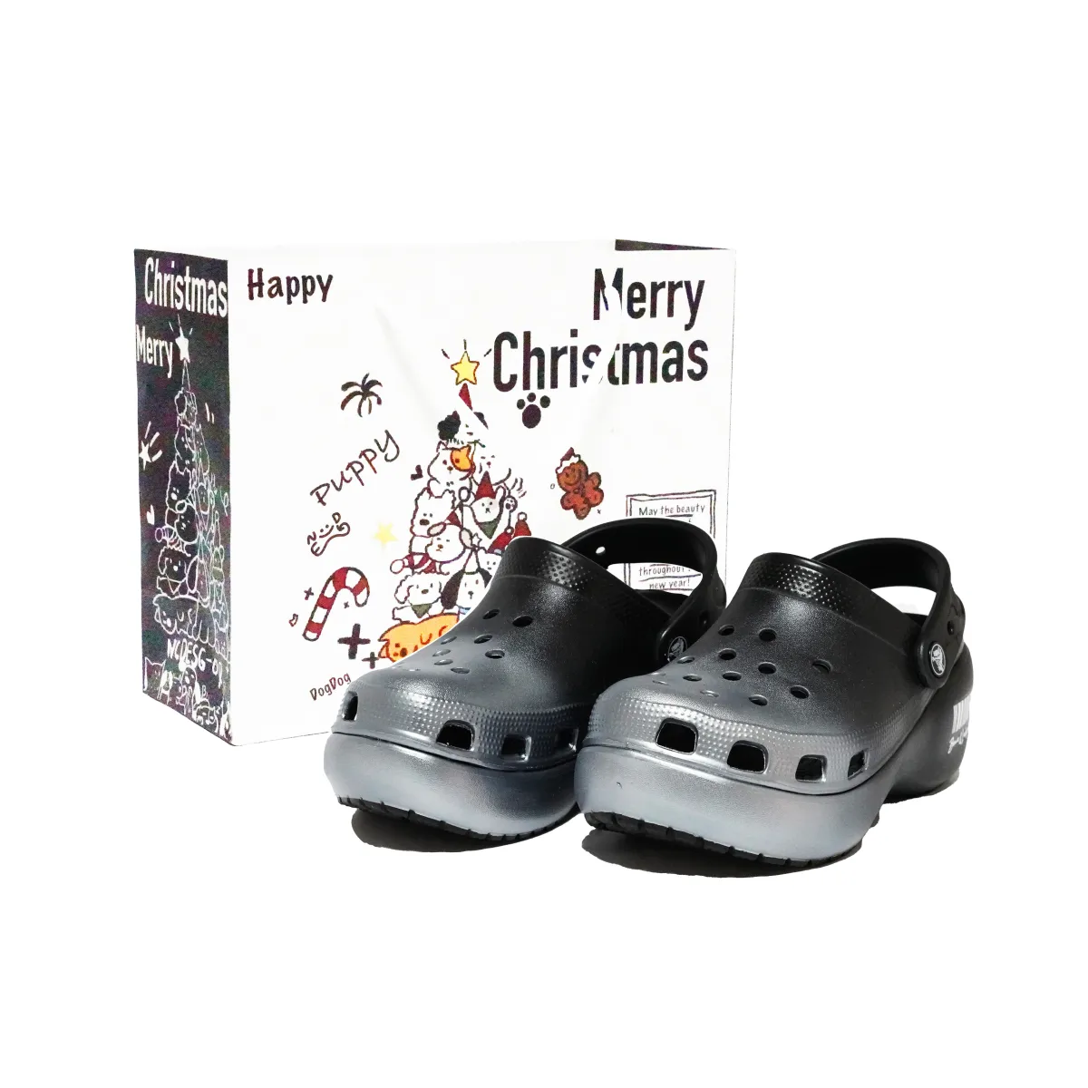 Crocs Classic Platform Clog EVA Clogs Unisex Silver Black