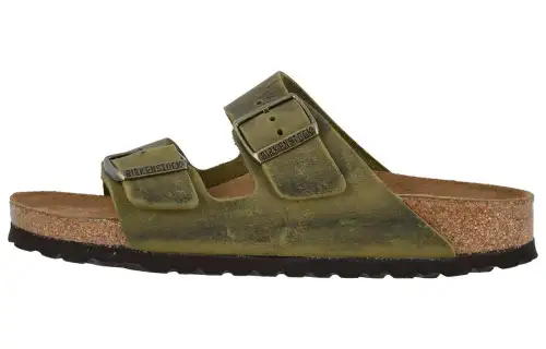 Birkenstock Leather Slide Slippers Women's Green