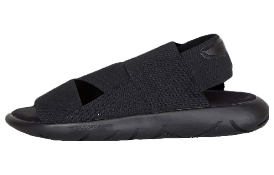 Y 3 Qasa Leather Slide Slippers Men's Black