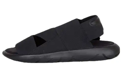 Y 3 Qasa Leather Slide Slippers Men's Black
